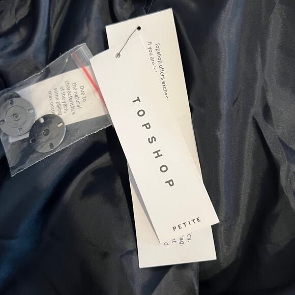 NEW TOPSHOP Manhattan Long Belted Wool Blend Coat Navy Front Size 6 - Picture 9 of 12